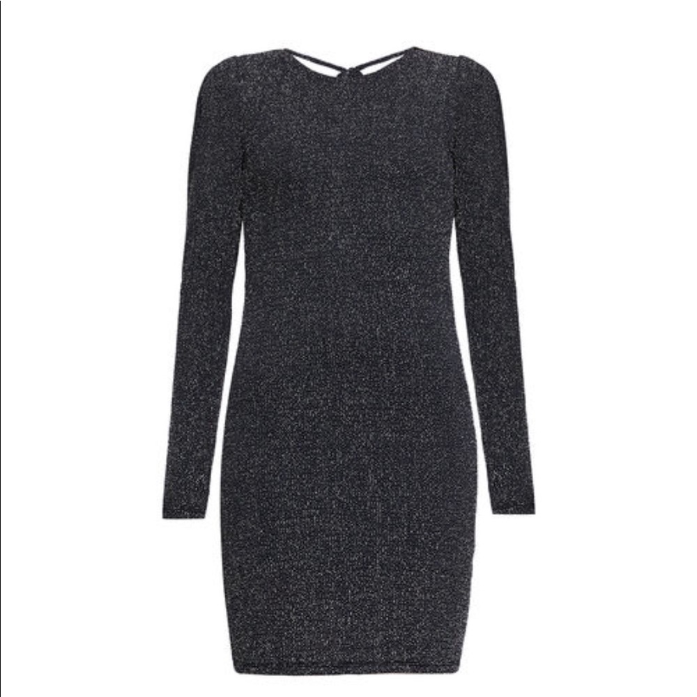 BCBG Black Metallic Long Sleeve Dress